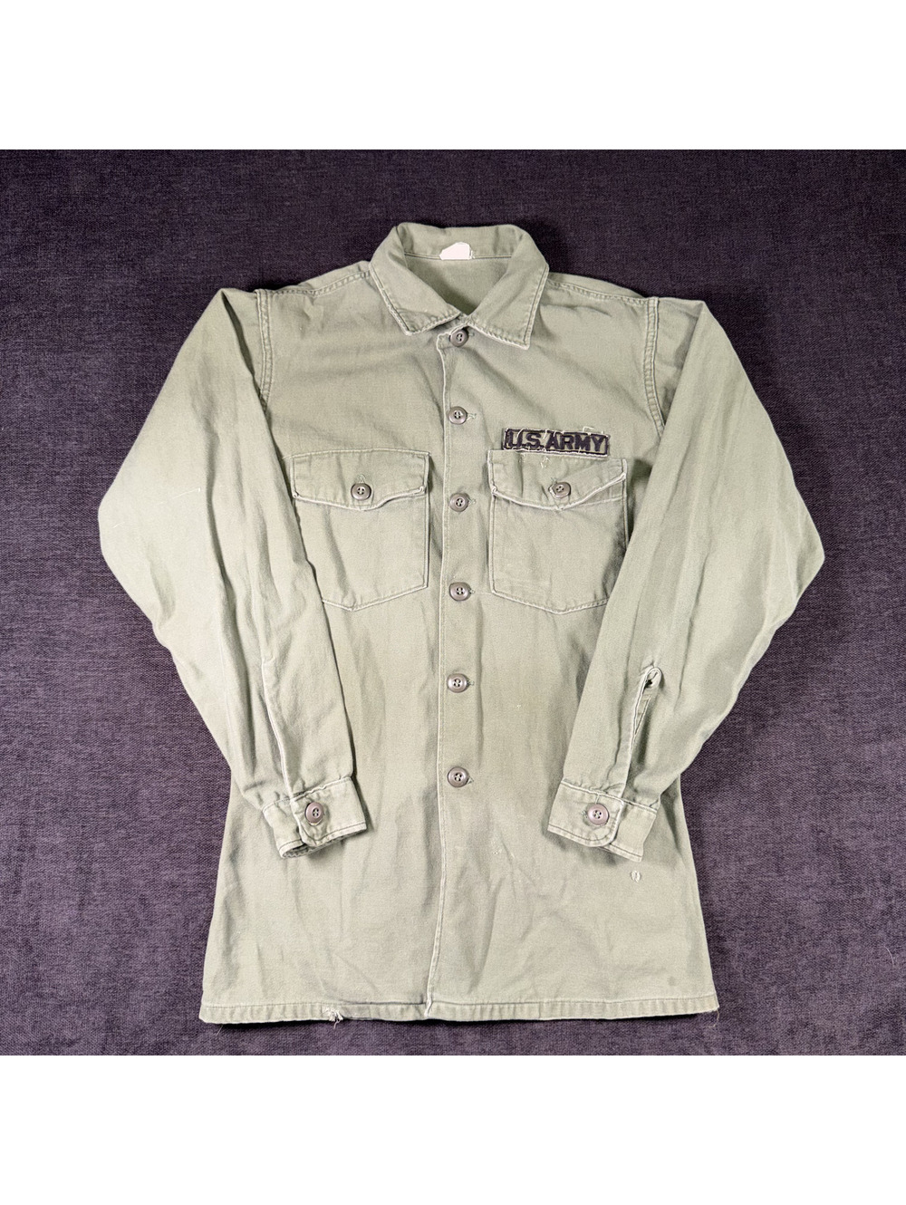 Vintage U.S. Army Olive Green Military Shirt 16.5x34